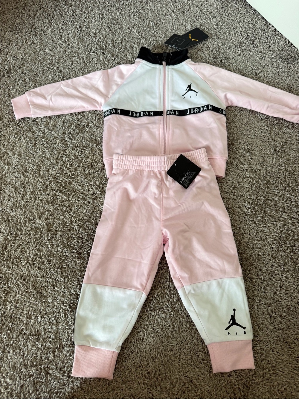 Jordan Kids Pink & White Zippered One-Piece Tracksuit